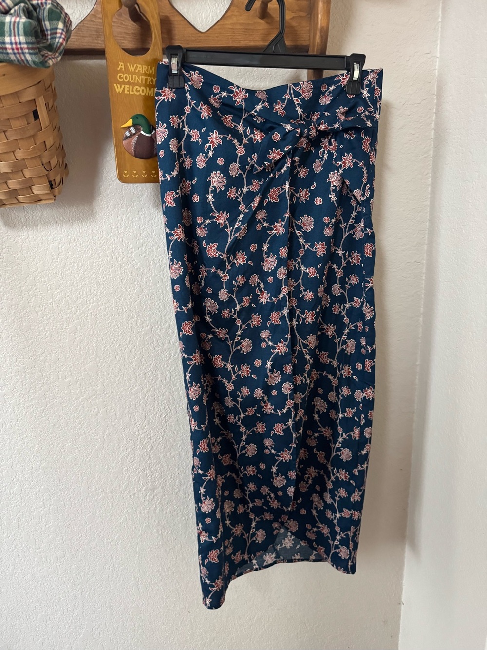 Target Future Collective Navy Floral Tie-Waist Midi Skirt - Size 2